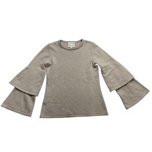 Sail To Sable Womens Wool Cashmere Sweater Bell Sleeves Size XS Light Beige